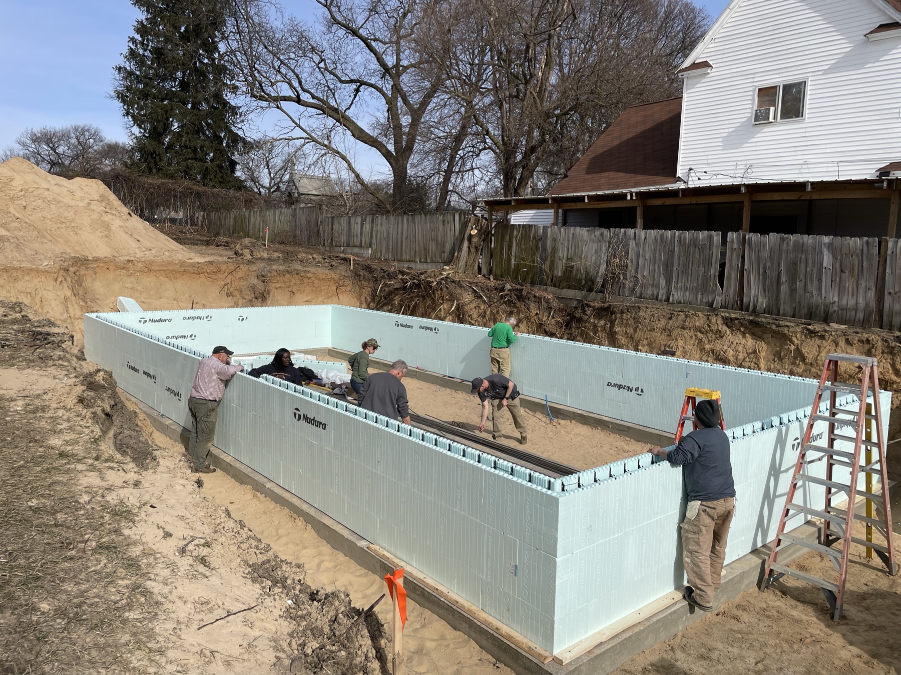 Insulated concrete form foundation for a Habitat home